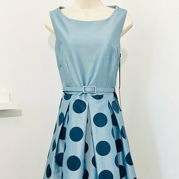 BHLDN Anthropologie New 50s 60s Retro Polka Dot Swing Dress Satin Taffeta Party - Picture 6 of 16